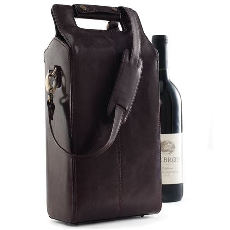 The Bison Leather Wine Tote - Hammacher Schlemmer