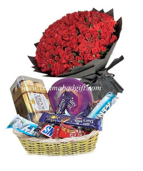 Chocolate Basket With Roses - Islamabad Gifts