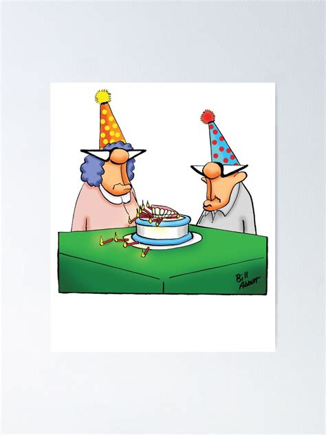 "Funny Birthday Cake Dentures Cartoon Humor" Poster for Sale by abbottoons | Redbubble