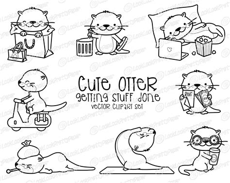 Otters Cute, Baby Otters, Digital Paper, Digital Drawing, Homemade ...