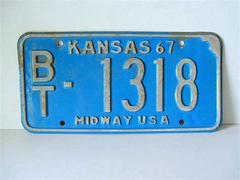 Kansas License Plate Vintage Kansas Plate 1967 Retro Car Tags