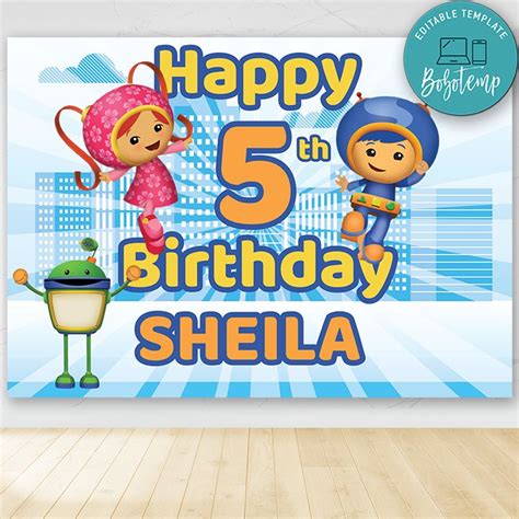 Team Umizoomi Birthday Party Banner Backdrop Printable DIY | Bobotemp