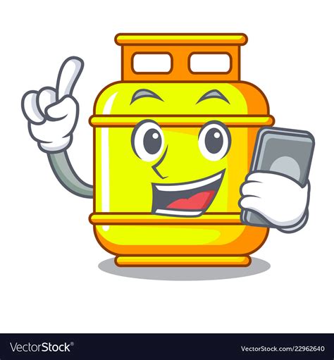 With phone flammable gas tank on cartoon Vector Image