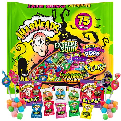 Buy Warheads Halloween Mixed Candy Extreme Sour Hard Candies, Gummy Cubes, Bubblegum Lollipops ...