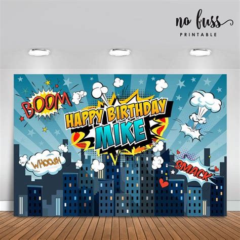 Superhero Backdrop for boys Party Banner Poster Signage | Etsy | Superhero backdrop, Party ...