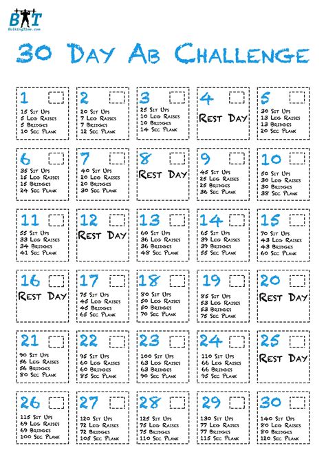 30 day ab challenge, Ab challenge, Workout plan for beginners