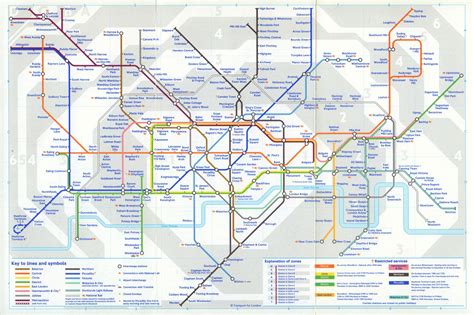 LONDON UNDERGROUND tube map. First map showing fare zones. May 2001 old