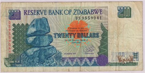 Zimbabwe - 20 dollars 1997 currency note DS - KB Coins & Currencies