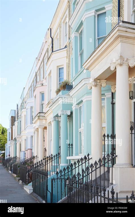 Pastel color luxury houses facades in London Stock Photo - Alamy