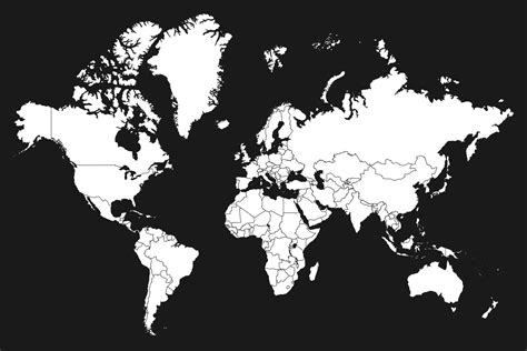 High resolution map of the world split into individual countries. High ...