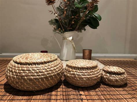 Three Round Wicker Basket Set with Lids (various sizes) | in Putney ...