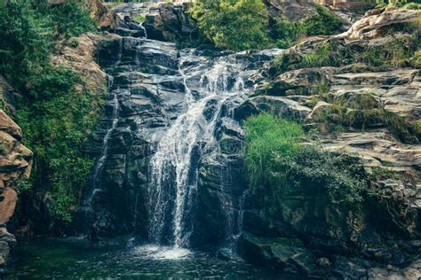 The Ravana Falls in Sri Lanka. Stock Image - Image of leaf, fall: 105003485