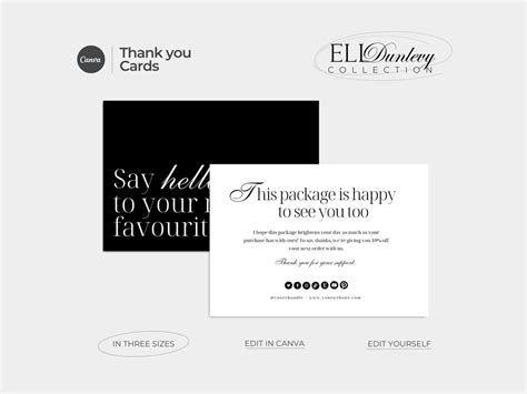 Editable Business Thank You Cards Template Canva, Order Thank You Business Cards, Thank You for ...