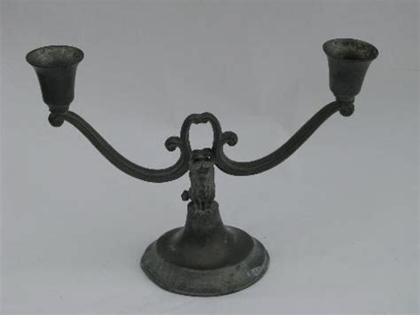 antique vintage pewter candlesticks lot and wall sconce candle bracket