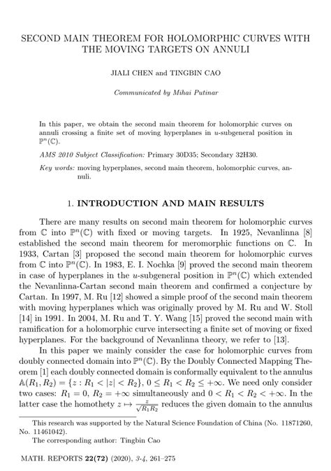 (PDF) Second main theorem for holomorphic curves with the moving ...