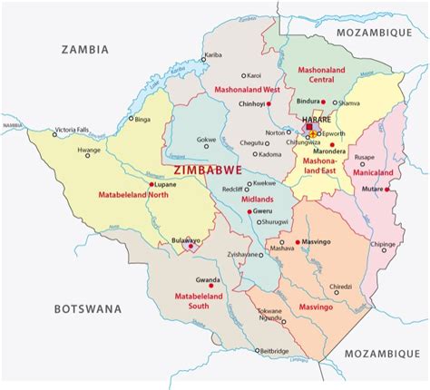 Zimbabwe Political Map and Regions | Mappr