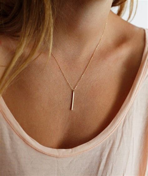 Gold Bar Necklace Vertical Bar Necklace Minimalist by MinimalVS