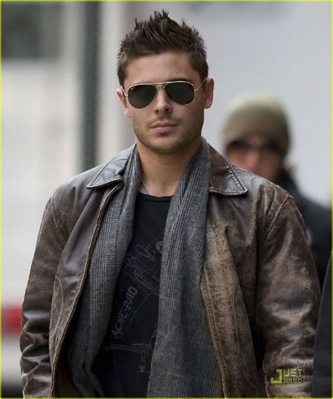 Zac Efron wearing leather jacket on the set of ‘New Years Eve’ in NYC | Celebrities leather ...