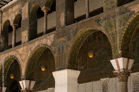 Historic architecture details inside Umayyad Mosque,a.k.a. Great Mosque ...