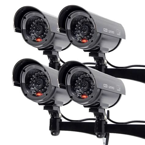 4 x Black Blinking Red LED Fake Dummy Home Security Surveillance ...