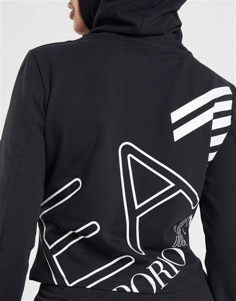 Buy Black Emporio Armani EA7 Logo Crop Hoodie | JD Sports | JD Sports Ireland