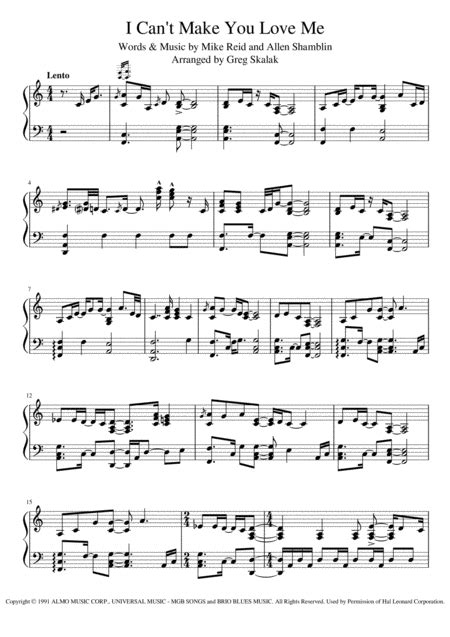 I Can't Make You Love Me (arr. Greg Skalak) Sheet Music | George ...