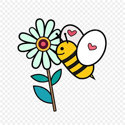 Cute Honey Bee Clipart Hd PNG, Cartoon Style Cute Bee Flower Collecting ...