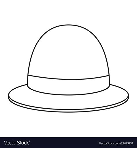 Outline hat bowler style Royalty Free Vector Image