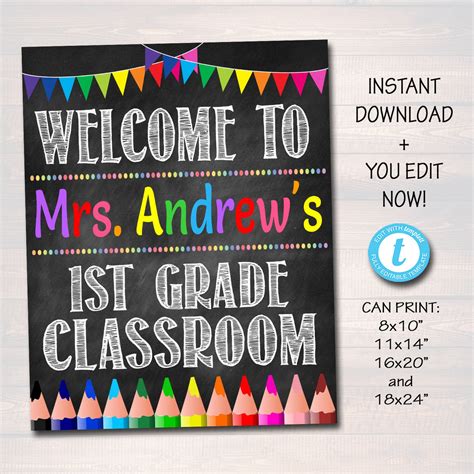 EDITABLE Teacher Classroom Door Sign, Classroom Decor, Teacher Printab – TidyLady Printables