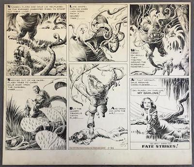 ORIGINAL SUNDAY PAGE ARTWORK FOR THE FLASH GORDON COMIC STRIP, DONE IN 1937 BY ALEX RAYMOND ...