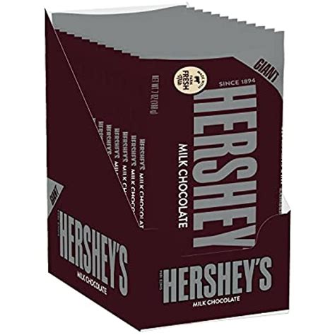 Hersheys Milk Chocolate Giant Candy Bar, Bulk, 7 Oz Bars (12 Count ...