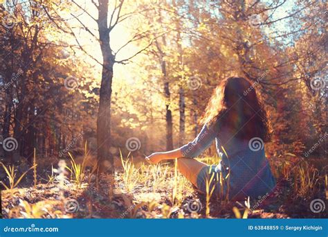 Autumn Meditation in Forest Stock Image - Image of female, indian: 63848859