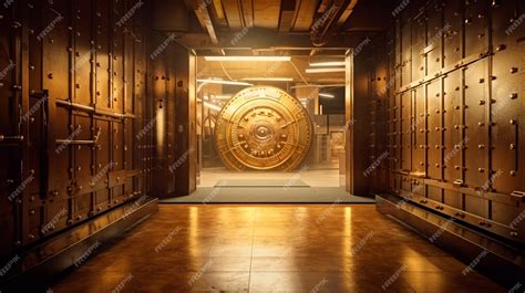 Premium Photo | Bank vault with open door store gold bar inside in gold vault money dollar and ...