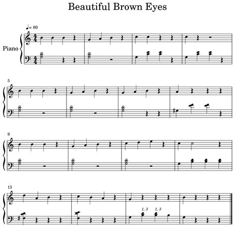 Beautiful Brown Eyes - Sheet music for Piano