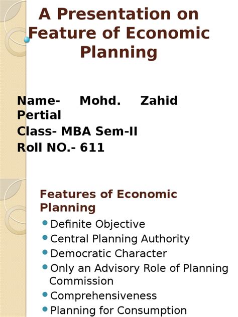 Features of Economic Planning | PDF | Economic Planning | Economics