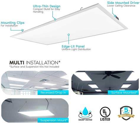 2x4 FT LED Troffer Panel Edge-Lit Flat (2-4 PACK) 5000k Daylight White, 75 Watts | eBay