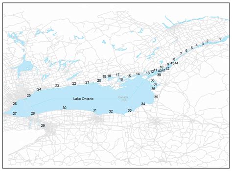 Overview map of Lake Ontario, showing links to 44 regional maps of... | Download Scientific Diagram