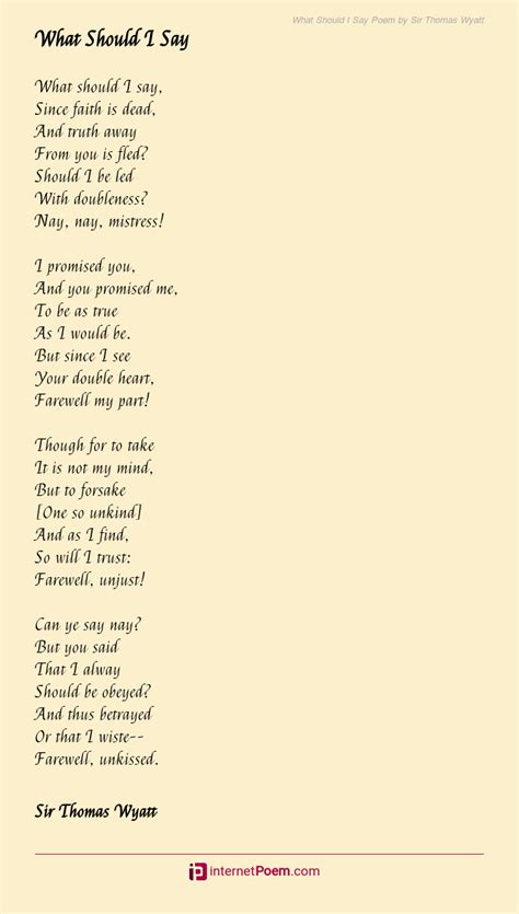 What Should I Say Poem by Sir Thomas Wyatt