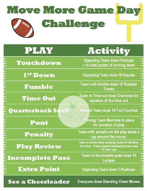 Move More Game Day Challenge - Eat Smart, Move More, Weigh Less