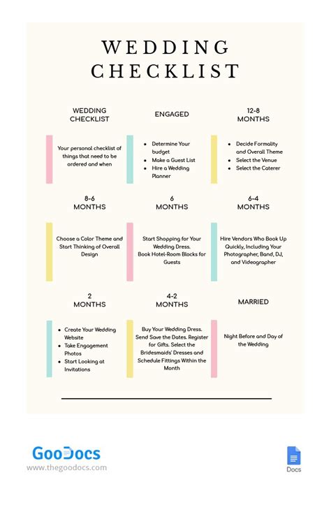 Free Modern Wedding Checklist Template In Google Docs