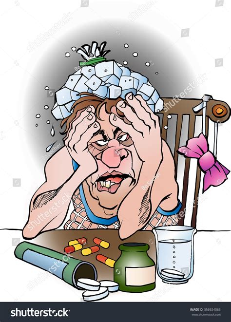 Vector Cartoon Illustration Man Hangover 스톡 벡터(로열티 프리) 356924063 | Shutterstock