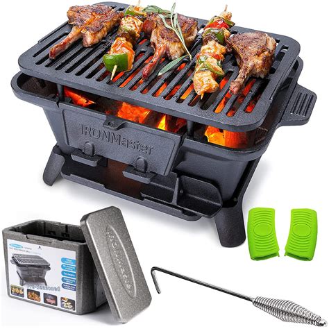 IronMaster Hibachi Grill Outdoor, Small Portable Charcoal Grill, 100% ...