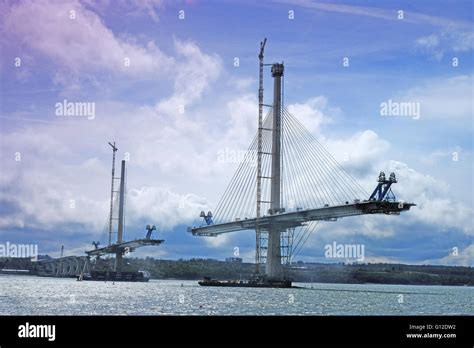 New Forth Road Bridge built alongside The Forth Road Bridge Stock Photo - Alamy