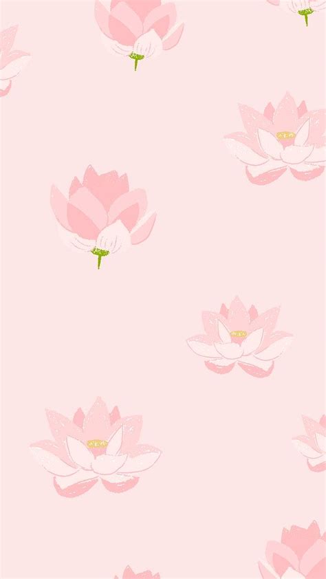 Pink lotus floral pattern vector pastel mobile wallpaper | free image ...