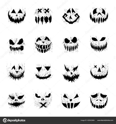 Scary Faces Halloween Pumpkin Ghost Stock Vector by ©Yuki_Akari 426343964