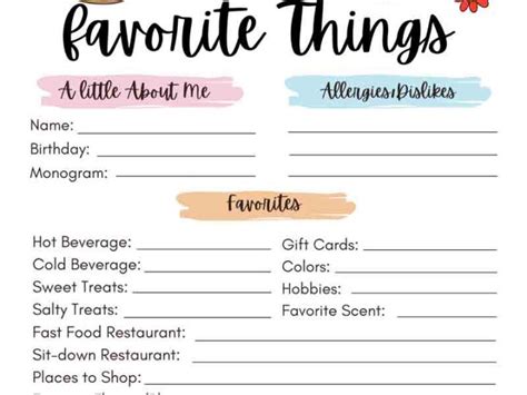 Favorite Things List