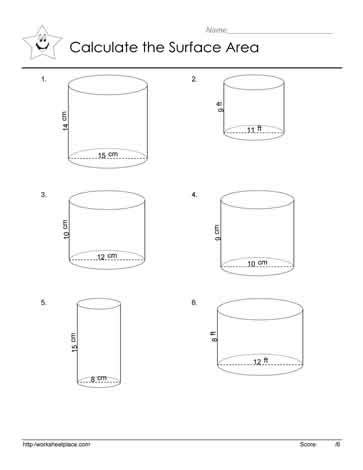 Area of a Cylinder Worksheets