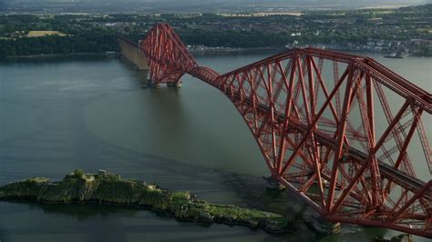 5.5K stock footage aerial video of Forth Bridge on Firth of Forth, Scotland Aerial Stock Footage ...