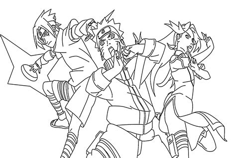 Sasuke, Naruto, Sakura Coloring Page - Free Printable Coloring Pages