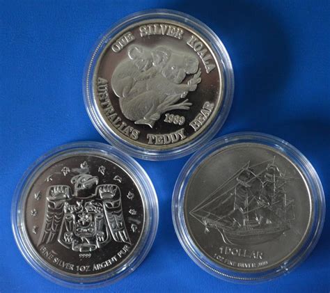 World - 3 different 1 troy ounce silver coins/medals - 3 oz silver - Catawiki